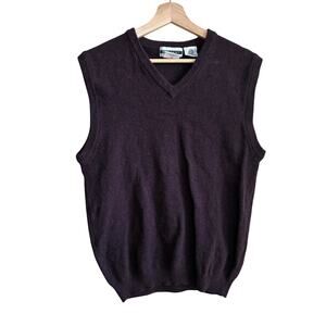 Retreat 100% lambswool woolmark purple knit vest men's size medium dark academia